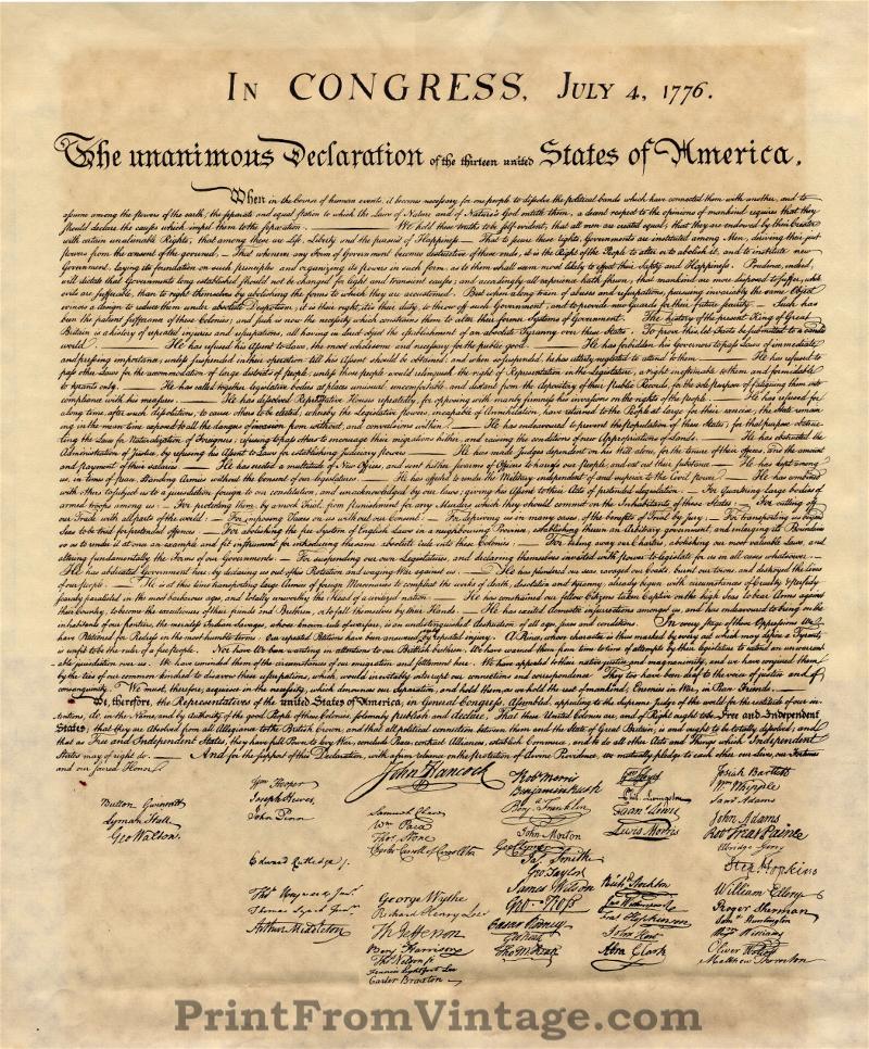 The Declaration Of Independence - PrintFromVintage - Print From Vintage